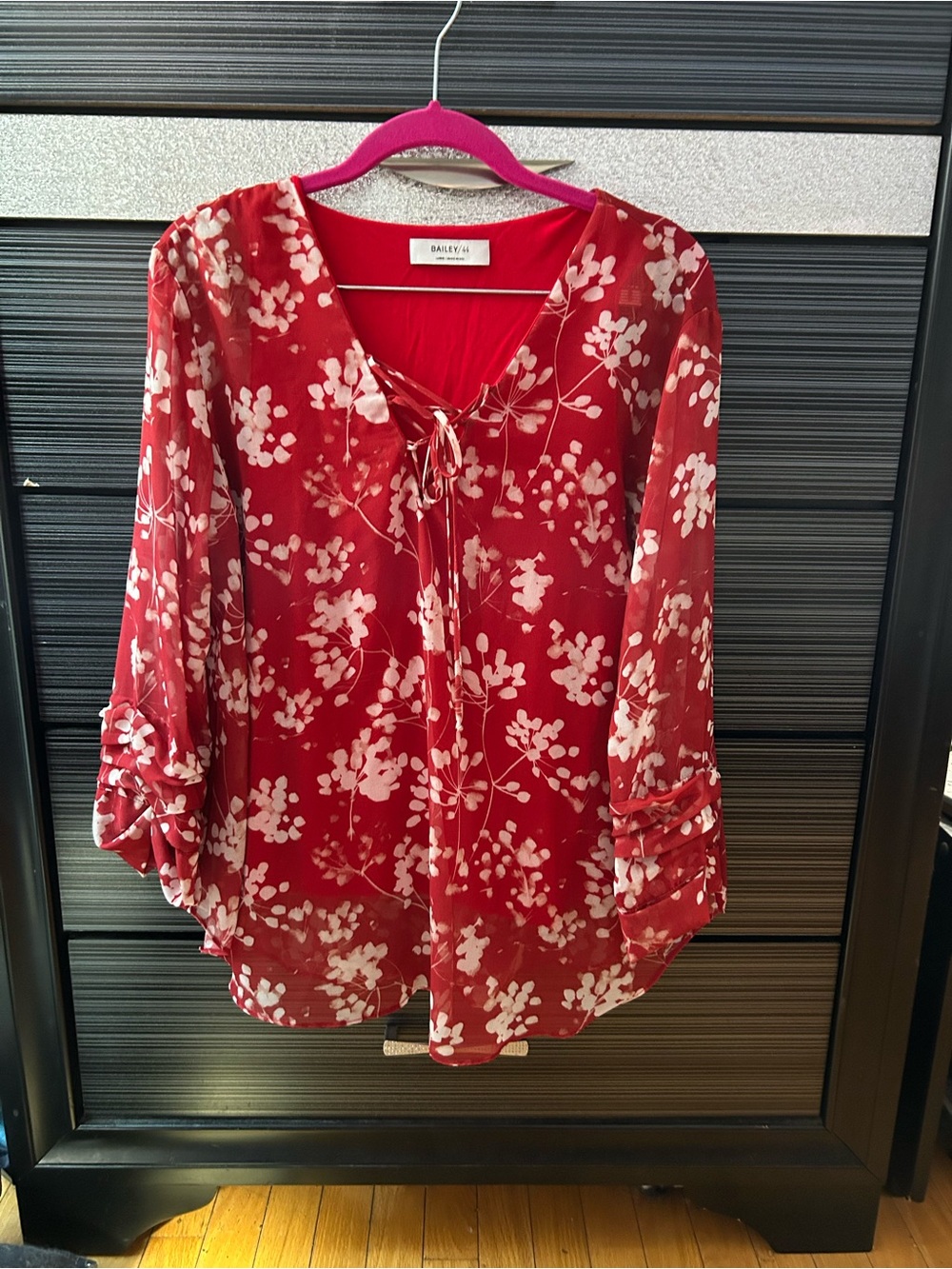 Bailey 44 Red Floral Tie-Front Blouse
